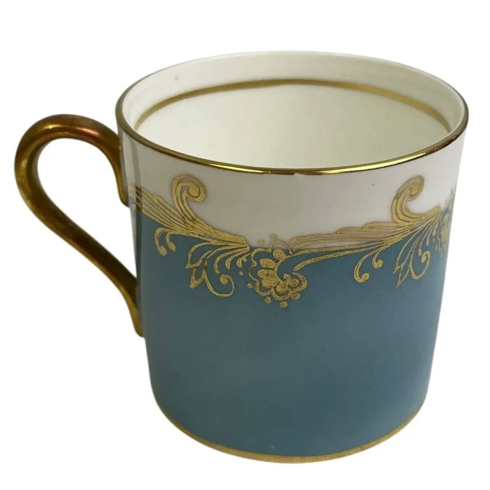 Vintage 1928 Aynsley Cup & Saucer Baby Blue Gold Bone China England Teacup Set
